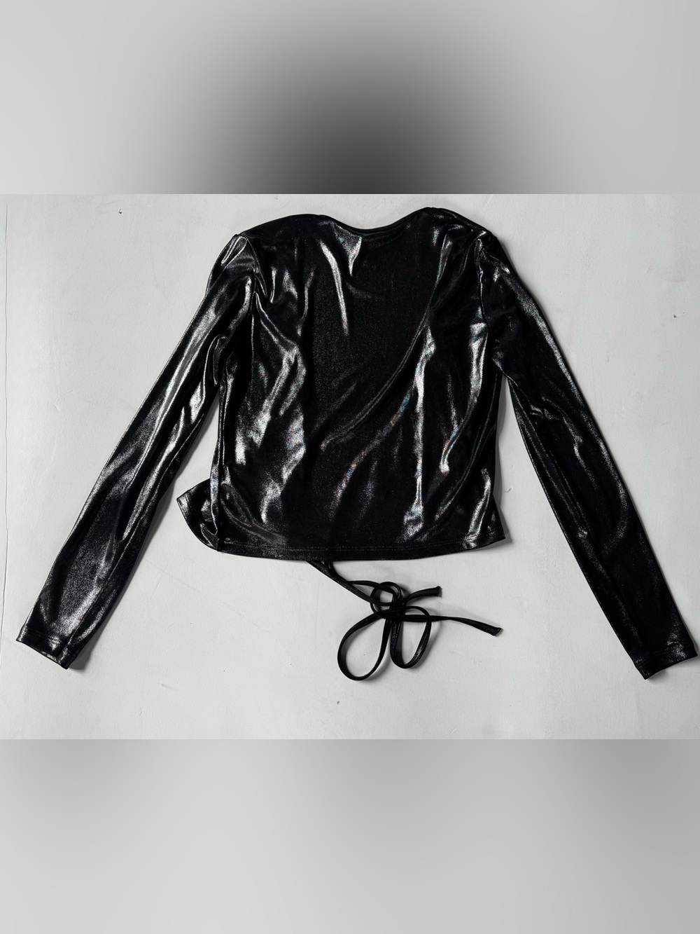 American Apparel Black Glossy Tie-Back Long Sleeves
